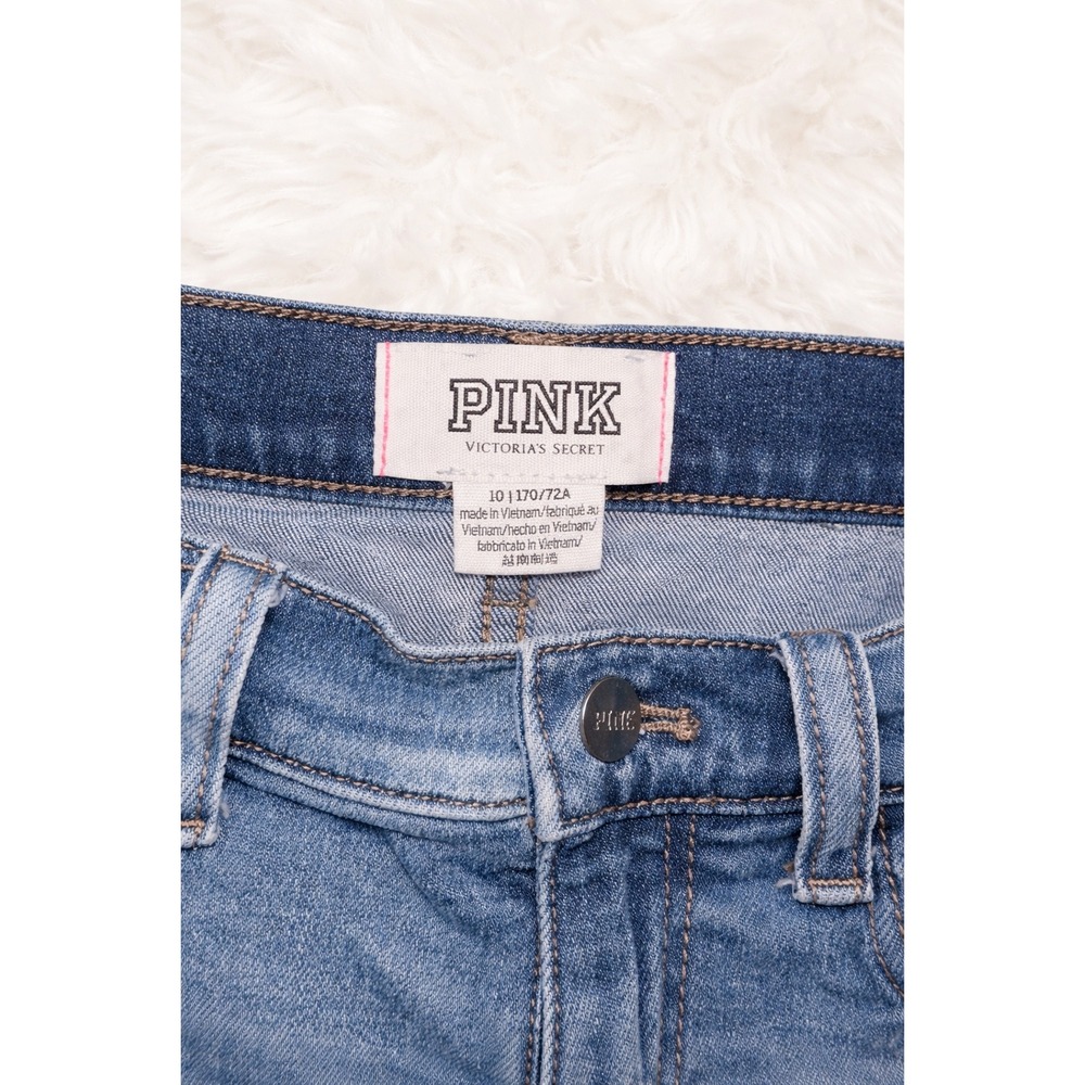 PINK Victoria's Secret Distressed Denim Shorts Size 10 Fits Women's 6 Y2K - Picture 3 of 3